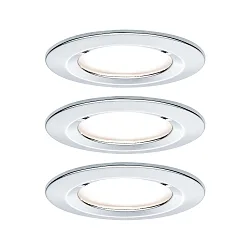 recessed luminaire NOVA LED round, rigid, set of 3 GU10 IP44, chrome  460lm 2700K 38° 38° CRI >80