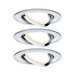 recessed luminaire NOVA COIN LED round, swivelling, set of 3 IP23, chrome  19,5W 460lm 2700K 100° 100° CRI >80