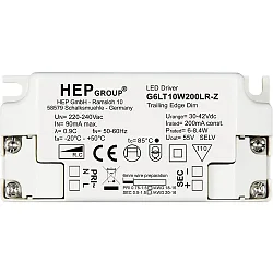 Alimentador LED 200MA / 6W-8.4W / 30-42V regulable, blanco