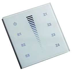 Panel de pantalla táctil 4 ZONES SINGLE COLOUR DMX TOUCH GLASS 4 canales, Salida de señal de control DMX, blanco