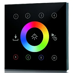 Panel de pantalla táctil AC-RF / 4 ZONES RGBW 4 canales, RGBW, con salida de señal de radiocontrol (RF), negro