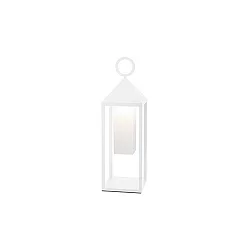 Lámpara de pie a pilas NUPHARE corto, regulable IP54, recubrimiento con polvo, blanco regulable