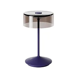 Lámpara de mesa a pilas NUMOTION CCT Switch, con regulador táctil IP54, recubrimiento con polvo, azul ciruela regulable