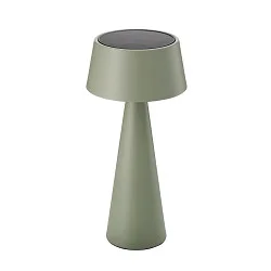 Lámpara de mesa a pilas SOLINO IP44, verde salvia regulable