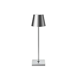Lámpara de mesa a pilas NUINDIE USB-C redondo IP54, anodizado plata regulable