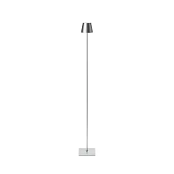Lámpara de pie a pilas NUINDIE USB-C Arriba-Abajo, con conexión USB, CCT Switch, con regulador táctil IP54, plata regulable