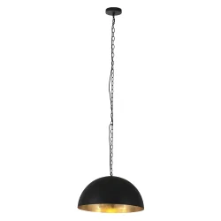 Luminaria colgante SEMICIRKEL de 1 llama, grande, semicircular E27 IP20, negro mate regulable