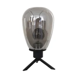 Luminaria de mesa REFLEXION - Ø 15CM de 1 llama, alto, con interruptor, con enchufe E27 IP20, negro mate 