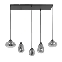 Luminaria colgante REFLEXION de 5 llamas, angular, lang, ajustable E27 IP20, negro mate regulable