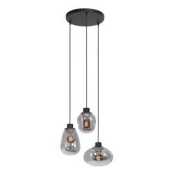 Luminaria colgante REFLEXION de 3 llamas, redondo, ajustable E27 IP20, negro mate regulable