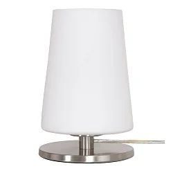 Luminaria de mesa ANCILLA de 1 llama, corto, con función de conmutación, cónico E27 IP20, acero cepillado regulable