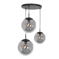 Luminaria colgante BOLLIQUE de 3 llamas, redondo E27 IP20, negro mate regulable