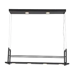 Luminaria colgante TØR de 6 llamas, con estante IP20, negro mate regulable