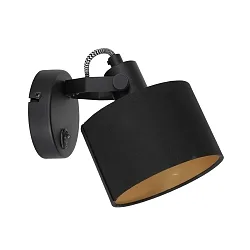 Luminaria de pared ORNOIR de 1 llama, con interruptor, ajustable E14 IP20, negro mate regulable