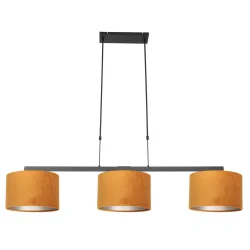 pendant luminaire STANG 3 flames E27 IP20, gold, black dimmable