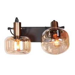wall luminaire GLASLIC 2 flames, swivelling, rotatable E27 IP20, bronze, black dimmable