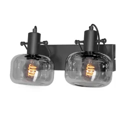 wall luminaire GLASLIC 2 flames, swivelling, rotatable E27 IP20, black dimmable