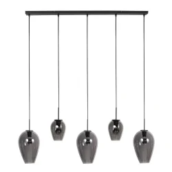 pendant luminaire DROVIA 5 flames E27 IP20, black dimmable