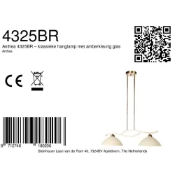 pendant luminaire ANTHEA 2 flames E27 IP20, bronze dimmable