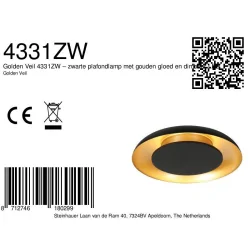ceiling luminaire GOLDEN VEIL 2 flames IP20, black dimmable