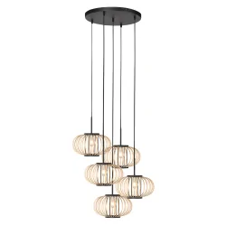pendant luminaire SILVA 5 flames E27 IP20, black dimmable