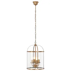 Luminaria colgante PIMPERNEL de 4 llamas E14 IP20, color bronce, transparente regulable