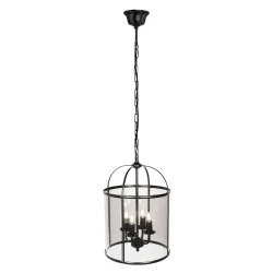 Luminaria colgante PIMPERNEL de 4 llamas E14 IP20, negro regulable