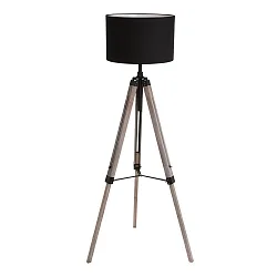 Luminaria de pedestal TRIEK de 1 llama, con interruptor, con pantalla E27 IP20, madera, antiguo 
