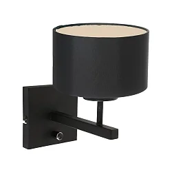 Luminaria de pared STANG arriba, cilíndrico, con pantalla E27 IP20, negro mate regulable