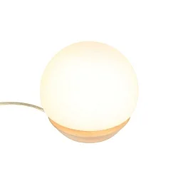Luminaria de mesa ANCILLA redondo, corto, con regulador táctil G9 IP20, haya, color natural regulable