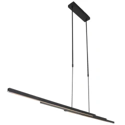 Luminaria colgante ZELENA / 80-140CM Arriba-Abajo, CCT Switch, ajustable, con regulador táctil IP20, negro mate regulable