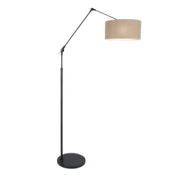 Luminaria de pedestal PRESTIGE CHIC cilíndrico, con interruptor, con pantalla, con brazo articulado E27 IP20, negro mate 