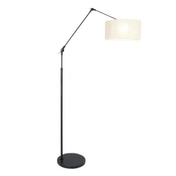Luminaria de pedestal PRESTIGE CHIC cilíndrico, con interruptor, con pantalla, con brazo articulado E27 IP20, negro mate 
