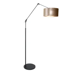 Luminaria de pedestal PRESTIGE CHIC cilíndrico, con interruptor, con pantalla, con brazo articulado E27 IP20, negro mate 