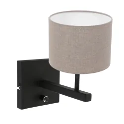 Luminaria de pared STANG arriba, cilíndrico, con pantalla E27 IP20, negro mate regulable