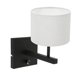 Luminaria de pared STANG arriba, cilíndrico, con pantalla E27 IP20, negro mate regulable