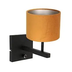 Luminaria de pared STANG arriba, cilíndrico, con pantalla E27 IP20, negro mate regulable