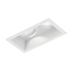 Proyector empotrado PLANO 2.0 - LED de 2 llamas, giro cardánico, con resortes de clip IP20, mate, blanco tráfico regulable