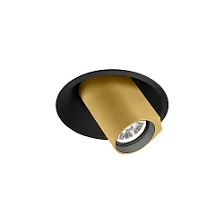 ceiling luminaire BLIEK ROUND 1.0 - LED cardanic swivelling, semi flush, with wire springs IP20, gold, black matt dimmable