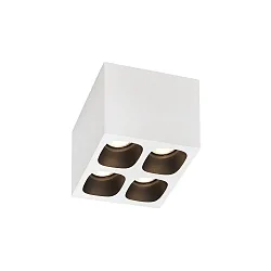 Luz downlight PIRRO 4.1 de 4 llamas, cuadrado IP20, negro, blanco regulable