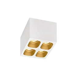 Luz downlight PIRRO 4.1 de 4 llamas, cuadrado IP20, dorado, blanco regulable