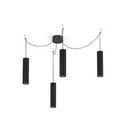 Luminaria colgante RAY 3.0 - PAR16 cilíndrico, lang, con cable abierto GU10 IP20, mate, negro intenso regulable