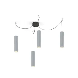 Luminaria colgante RAY 3.0 - PAR16 cilíndrico, lang, con cable abierto GU10 IP20, aluminio cepillado regulable