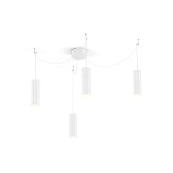 Luminaria colgante RAY 3.0 - PAR16 cilíndrico, lang, con cable abierto GU10 IP20, mate, blanco tráfico regulable