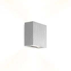 Luminaria de pared CENTRAL 2.0 - UP&DOWN de 2 llamas, plano IP20, aluminio cepillado regulable