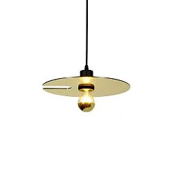 Pendant luminaire MIRRO 1.0, length 250cm / mirror Ø 30cm, E27 (excl.), black gold