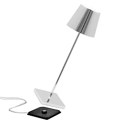 Lámpara de mesa a pilas POLDINA PRO IP65, recubrimiento con polvo, rojo indio regulable