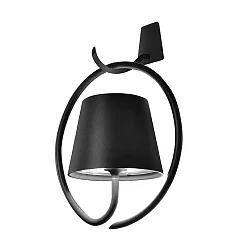 Lámpara de pared a pilas POLDINA con asa IP54, plomo oscuro, barnizado regulable