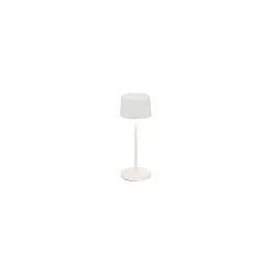 Lámpara de mesa a pilas OLIVIA MICRO IP65, blanco mate regulable