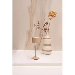 Lámpara de mesa a pilas OLIVIA MICRO IP65, mate, color arenoso regulable